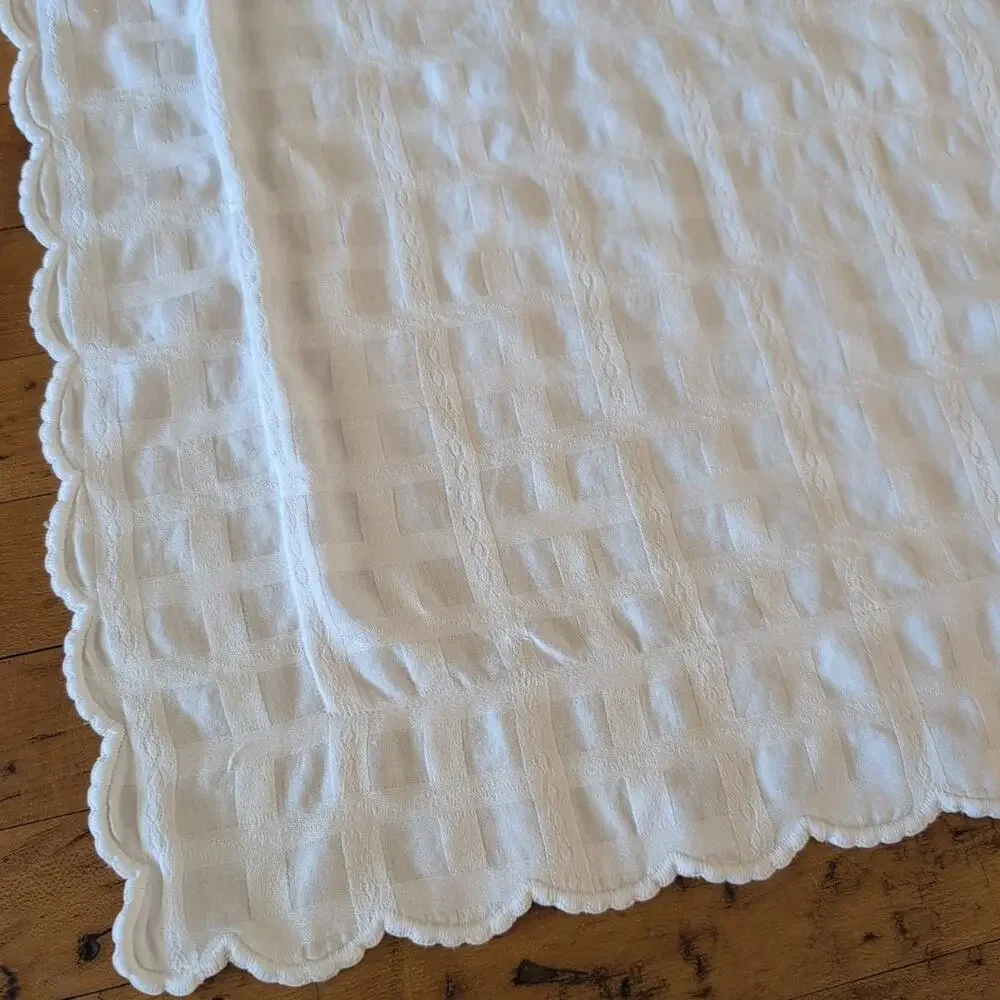 Pratesi basket weave cotton jacquard euro sham with embroidered scallop edge
